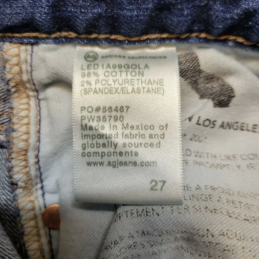 Ag Adriano Goldschmied Saige High Rise Straight Dark Wash Denim Blue Jeans